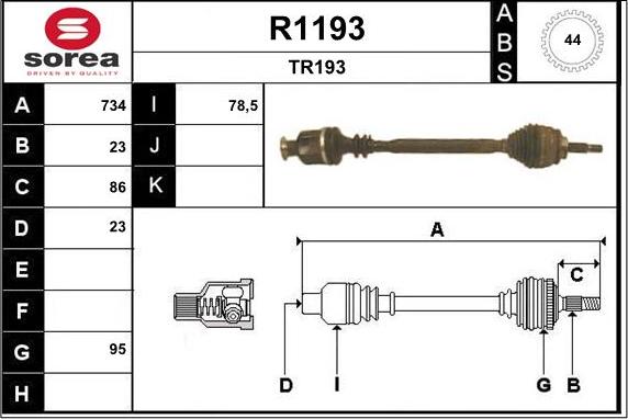 SNRA R1193 - Drive Shaft autospares.lv