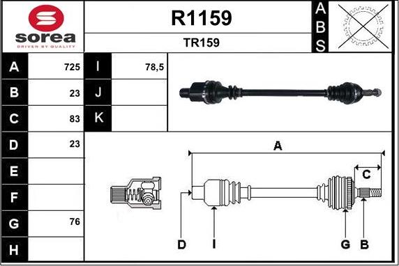 SNRA R1159 - Drive Shaft autospares.lv