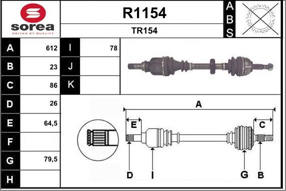 SNRA R1154 - Drive Shaft autospares.lv