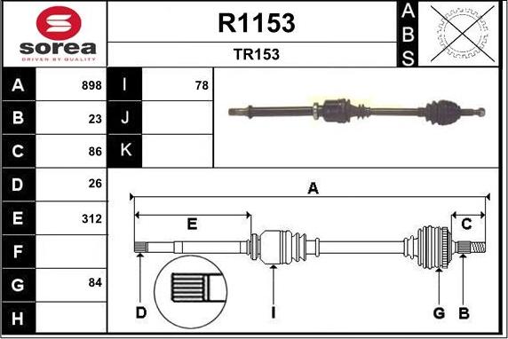 SNRA R1153 - Drive Shaft autospares.lv