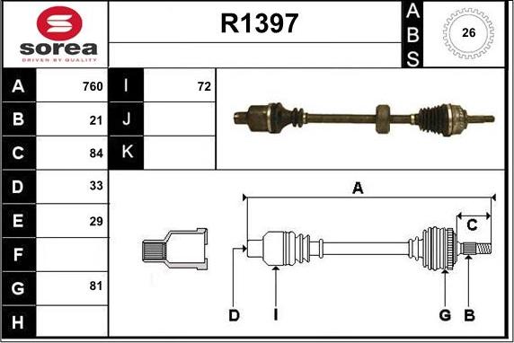 SNRA R1397 - Drive Shaft autospares.lv