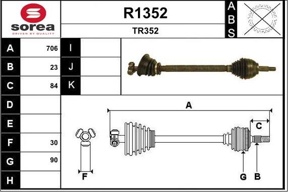 SNRA R1352 - Drive Shaft autospares.lv