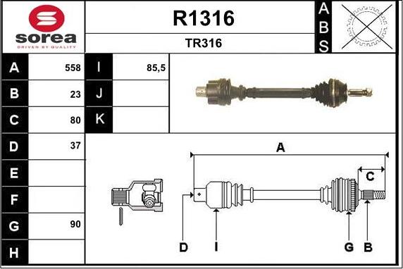 SNRA R1316 - Drive Shaft autospares.lv