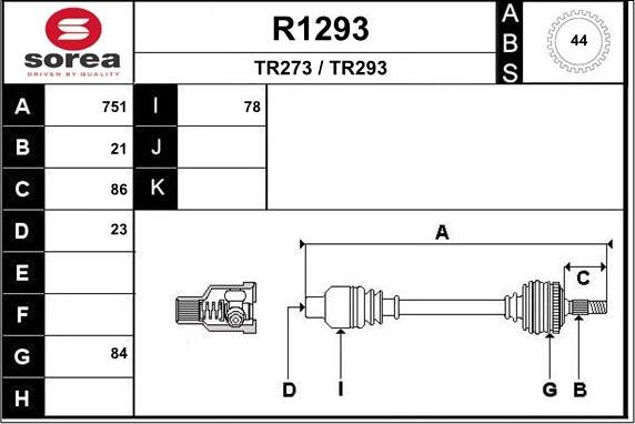 SNRA R1293 - Drive Shaft autospares.lv