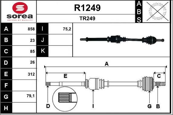 SNRA R1249 - Drive Shaft autospares.lv