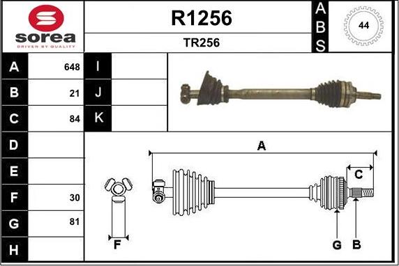 SNRA R1256 - Drive Shaft autospares.lv