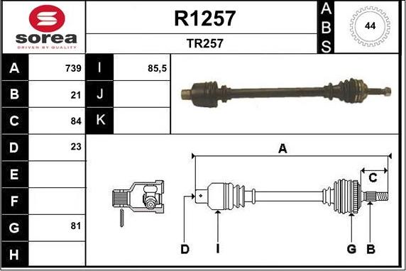 SNRA R1257 - Drive Shaft autospares.lv