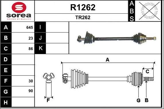 SNRA R1262 - Drive Shaft autospares.lv