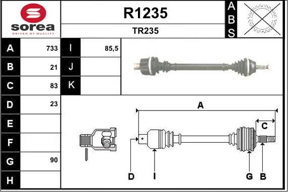 SNRA R1235 - Drive Shaft autospares.lv