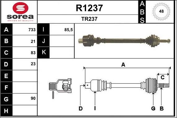 SNRA R1237 - Drive Shaft autospares.lv