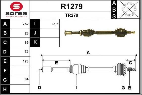 SNRA R1279 - Drive Shaft autospares.lv