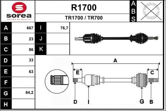 SNRA R1700 - Drive Shaft autospares.lv