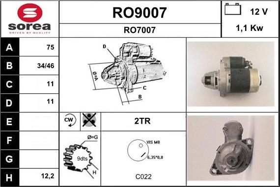 SNRA RO9007 - Starter autospares.lv