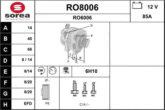 SNRA RO8006 - Alternator autospares.lv