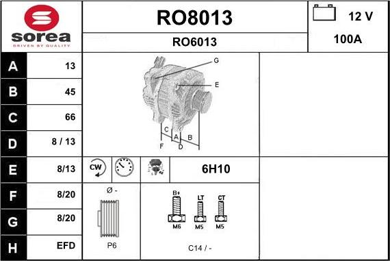 SNRA RO8013 - Alternator autospares.lv