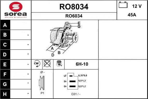 SNRA RO8034 - Alternator autospares.lv