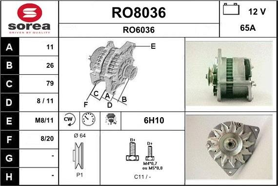 SNRA RO8036 - Alternator autospares.lv