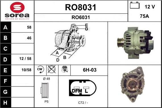 SNRA RO8031 - Alternator autospares.lv