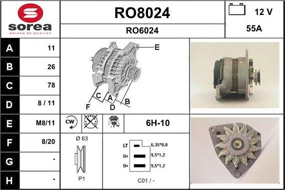 SNRA RO8024 - Alternator autospares.lv