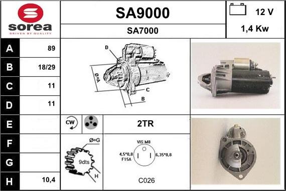 SNRA SA9000 - Starter autospares.lv