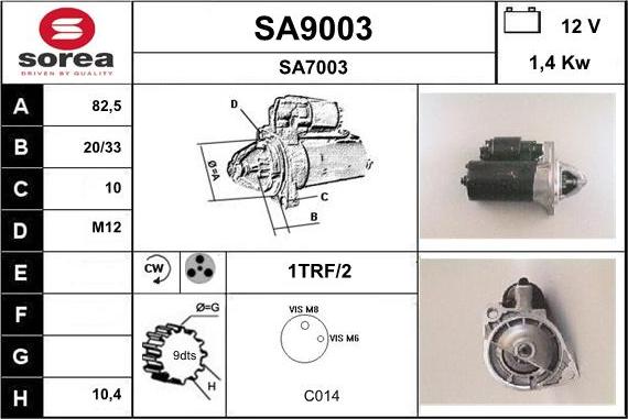 SNRA SA9003 - Starter autospares.lv