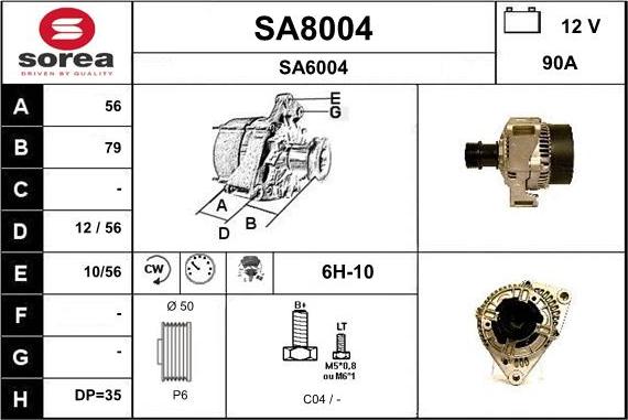 SNRA SA8004 - Alternator autospares.lv