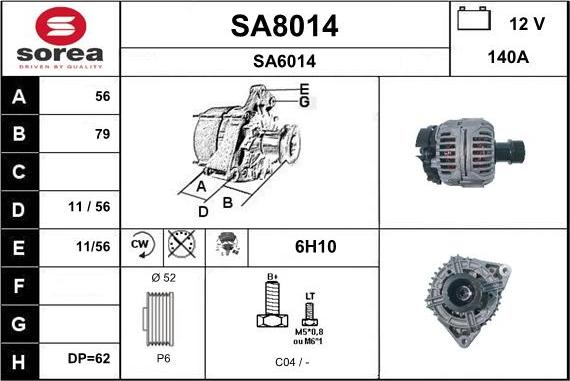 SNRA SA8014 - Alternator autospares.lv