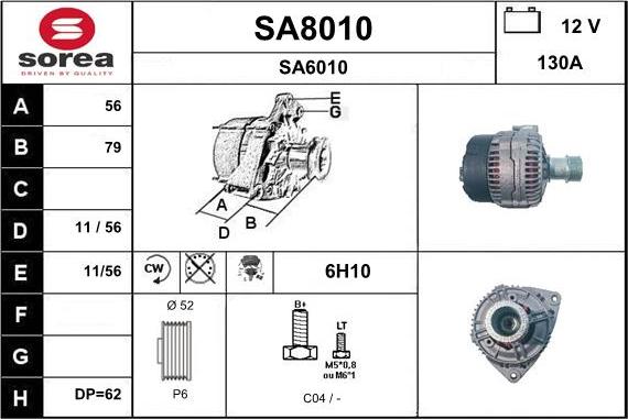 SNRA SA8010 - Alternator autospares.lv