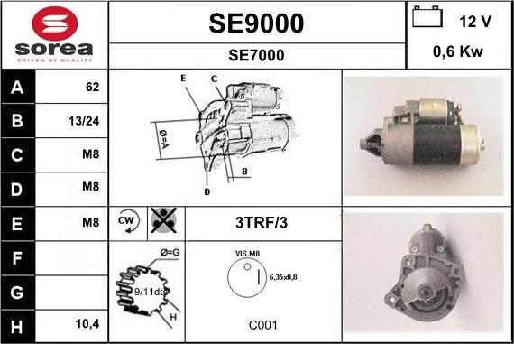 SNRA SE9000 - Starter autospares.lv