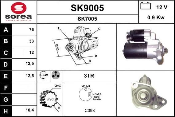 SNRA SK9005 - Starter autospares.lv