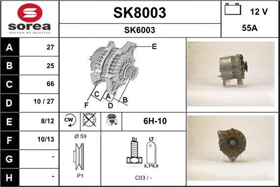 SNRA SK8003 - Alternator autospares.lv