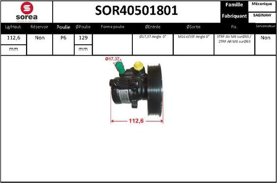 SNRA SOR40501801 - Hydraulic Pump, steering system autospares.lv