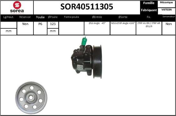 SNRA SOR40511305 - Hydraulic Pump, steering system autospares.lv