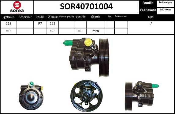 SNRA SOR40701004 - Hydraulic Pump, steering system autospares.lv