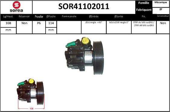 SNRA SOR41102011 - Hydraulic Pump, steering system autospares.lv