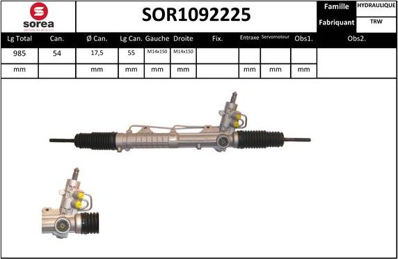 SNRA SOR1092225 - Steering Gear autospares.lv