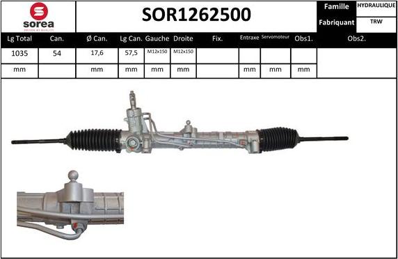 SNRA SOR1262500 - Steering Gear autospares.lv