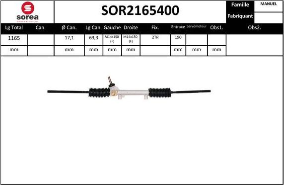 SNRA SOR2165400 - Steering Gear autospares.lv