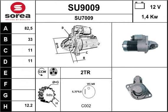 SNRA SU9009 - Starter autospares.lv