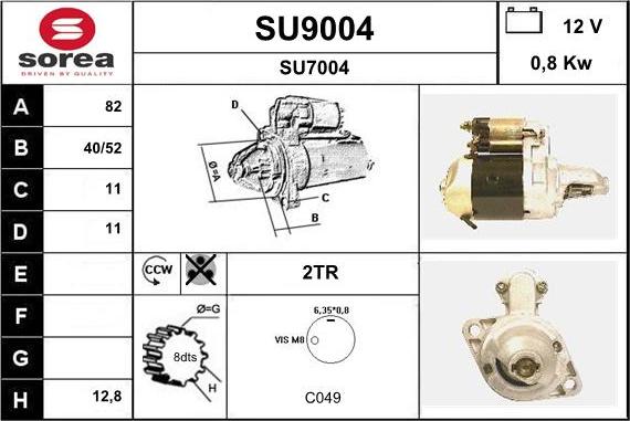 SNRA SU9004 - Starter autospares.lv