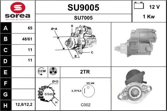 SNRA SU9005 - Starter autospares.lv