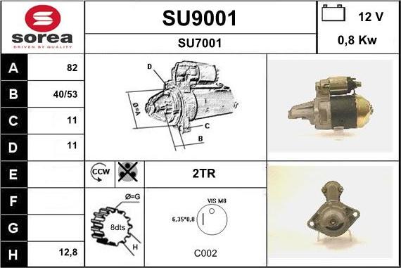 SNRA SU9001 - Starter autospares.lv