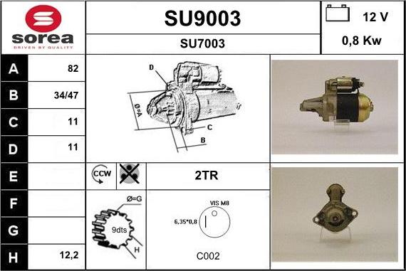 SNRA SU9003 - Starter autospares.lv