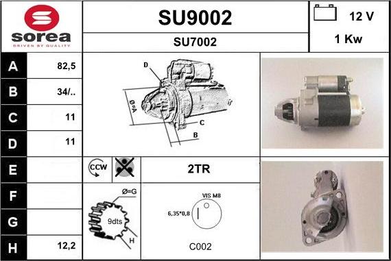 SNRA SU9002 - Starter autospares.lv