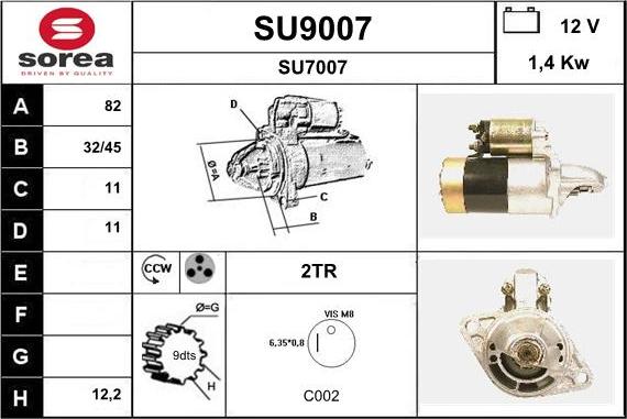 SNRA SU9007 - Starter autospares.lv