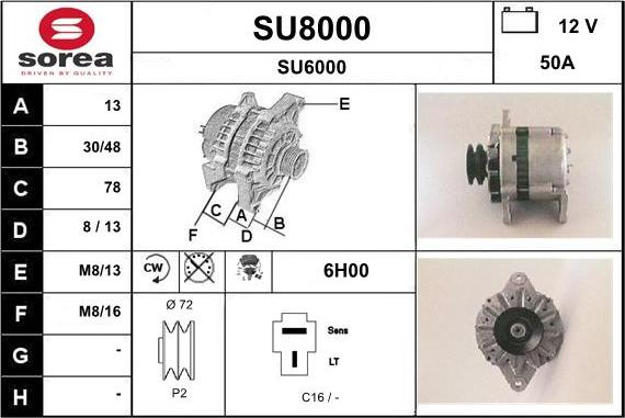 SNRA SU8000 - Alternator autospares.lv