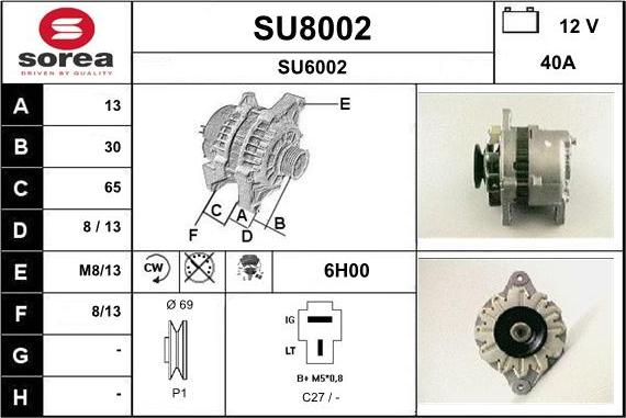 SNRA SU8002 - Alternator autospares.lv