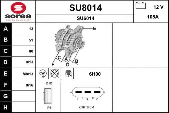 SNRA SU8014 - Alternator autospares.lv