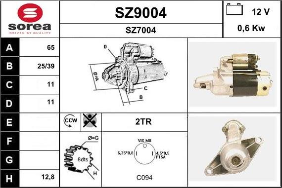 SNRA SZ9004 - Starter autospares.lv