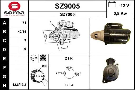 SNRA SZ9005 - Starter autospares.lv